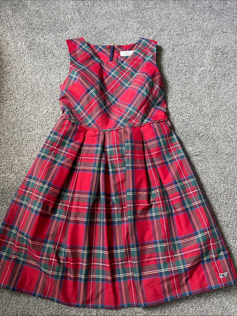Vineyard Vines Red Tartan Sleeveless Fit-and-Flare Dress